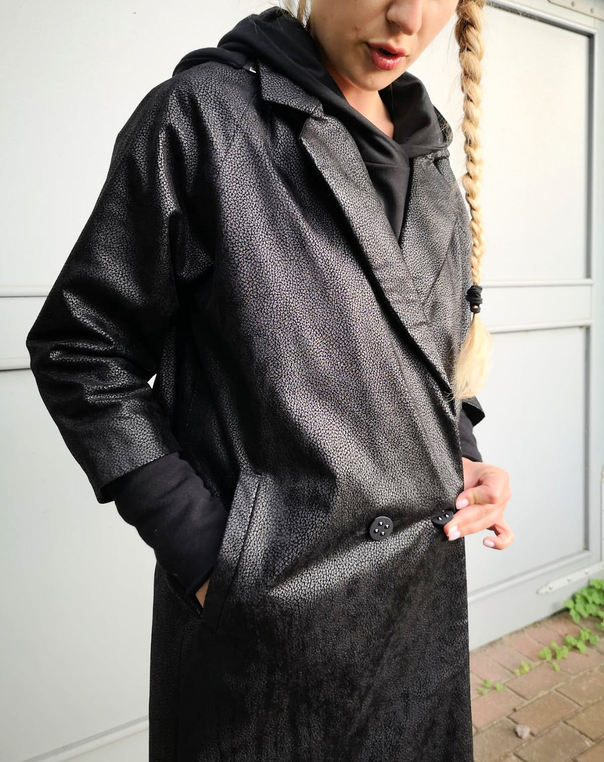 Płaszcz z odpinanym kapturem DRAGON czarny - obrazek 11