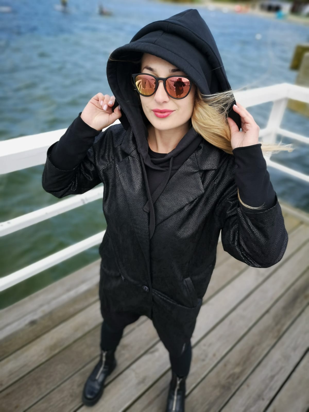 Płaszcz z odpinanym kapturem DRAGON czarny - obrazek 14