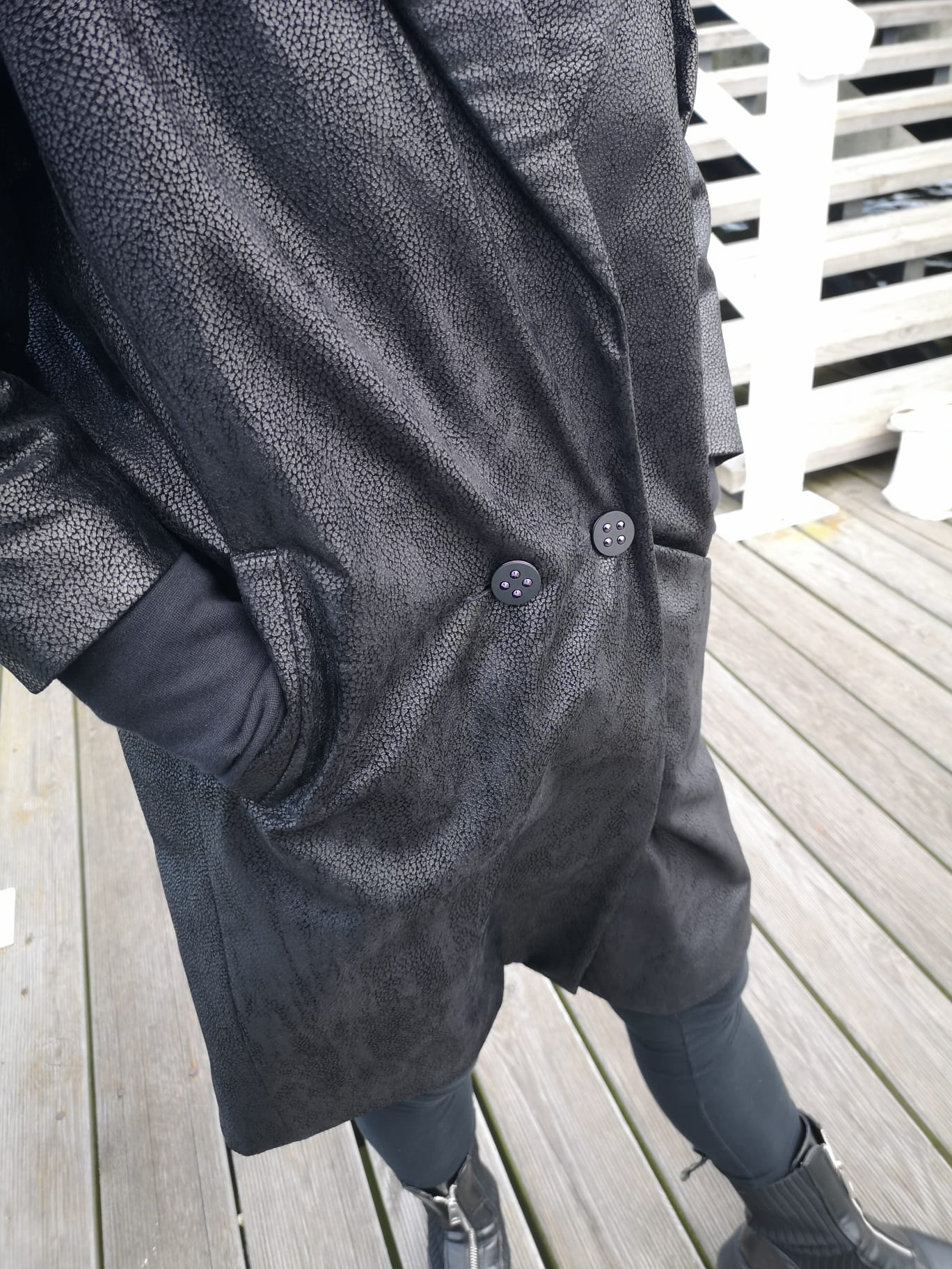 Płaszcz z odpinanym kapturem DRAGON czarny - obrazek 12