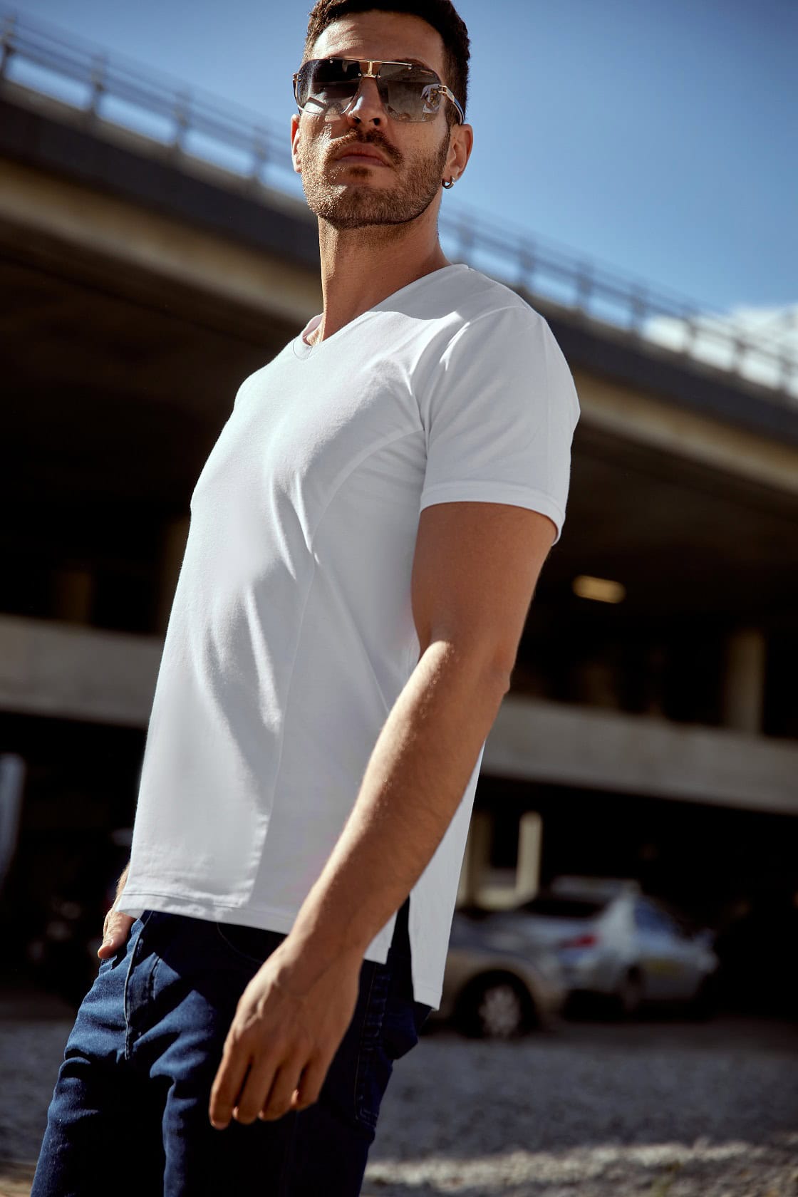 T-shirt bawełniany SLIM biały