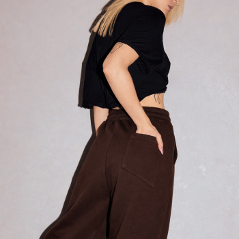 Szerokie dresowe spodnie BASIC OVERSIZE czekoladowe
