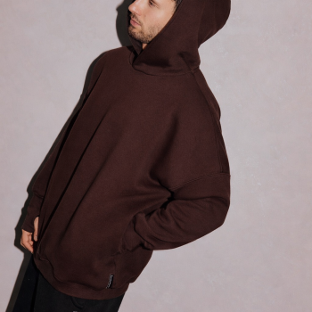 Bawełniana bluza BASIC OVERSIZE z kapturem CZEKOLADOWA