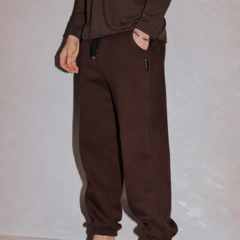 Szerokie dresowe spodnie BASIC OVERSIZE czekoladowe