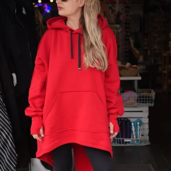 Bluza TOKIO Oversize z Kapturem czerwona