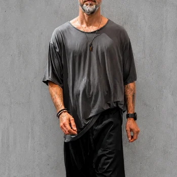 T-shirt OLIVIER oversize z wiskozy grafitowy